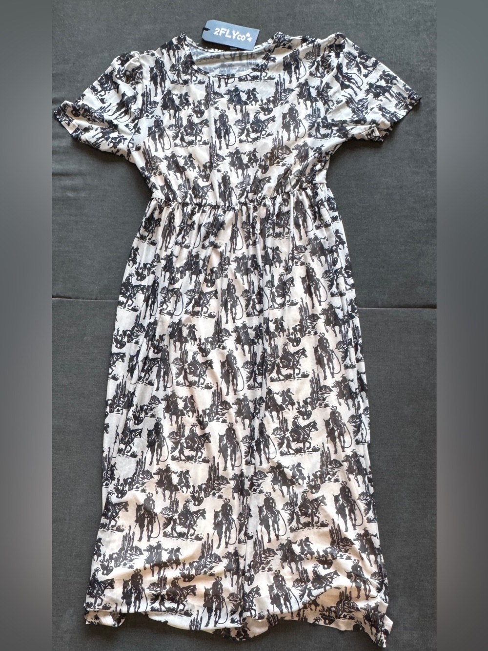 2 Fly Co Cowboy Western Print Mesh Dress NWT